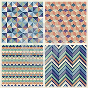 Seamless geometric cube background set.