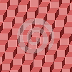 Seamless geometric cubes pattern in red
