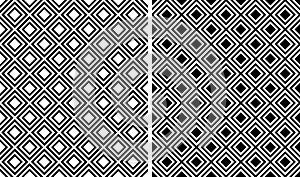 Seamless Geometric Diagonal Checked Black and White Patterns Set