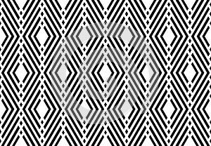 Seamless Geometric Diamonds Pattern. Black and White Texture