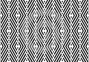 Seamless Geometric Diamonds Pattern. Black and White Texture