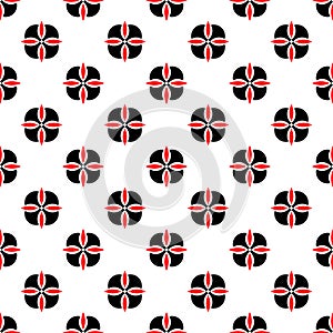 Seamless geometric floral flower pattern vector background abstract design art black and red