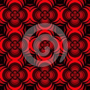 Seamless geometric floral pattern vector background design art with rose flower looking 3D like shapes red black