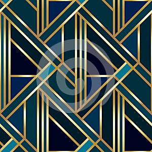 Seamless geometric golden Art Deco pattern. Vector fashion backdrop in vintage style.