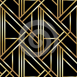 Seamless geometric golden Art Deco pattern. Vector fashion backdrop in vintage style.