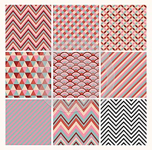 Seamless geometric hipster background set.