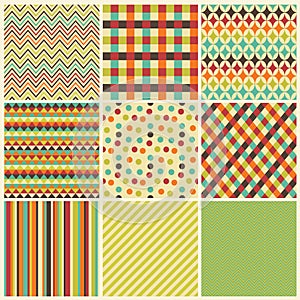 Seamless geometric hipster background set.