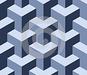 Seamless geometric isometric pattern. 3D illusion