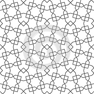 Seamless geometric ornament based on traditional islamic art. Black and white