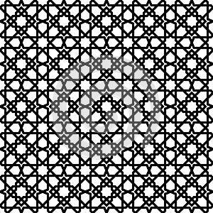 Seamless geometric ornament based on traditional islamic art. Black and white