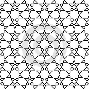 Seamless geometric ornament based on traditional islamic art. Black and white