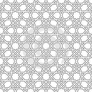 Seamless geometric ornament based on traditional islamic art. Black and white