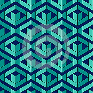 Seamless geometric pattern with 3d cubes.