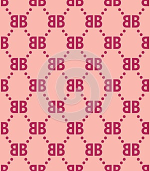 Seamless Geometric Pattern of B Letter with Dots, Designed for Textile Prints.