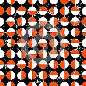 Seamless geometric pattern background, with circles, semicircles, lines, paint strokes and splashes photo