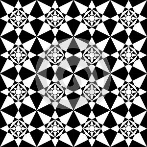 Seamless geometric pattern. Black and white background.