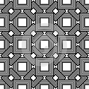 Seamless geometric pattern, black and white simple vector background, accurate, editable and useful background for design or wall