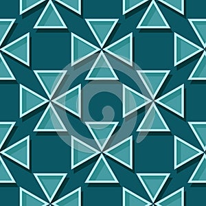 Seamless geometric pattern. Blue green 3d design