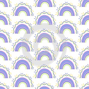 Seamless geometric pattern with bright rainbows. Print for textile, wallpaper, covers, surface. For fashion fabric. Abstract