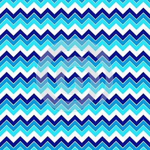 Seamless geometric pattern of broken lines of light and dark blue shades, zigzag, on a white background