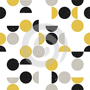 Seamless geometric pattern with circles and semicircles. Scandinavian style.