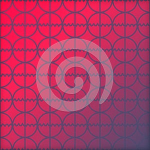 Seamless Geometric Pattern with Circles and Wavy Lines on Gradient Background