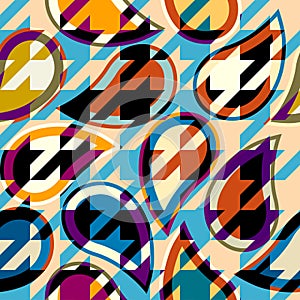 Classic Hounds-tooth pattern in a patchwork collage style.