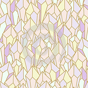 Seamless geometric pattern with crystals or precious stones. Diamonds and quartz for fabric, textile design, wrapping paper