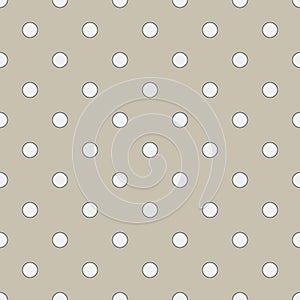 Seamless geometric pattern in cute white polka dots on burlap fond. Print for textile, fabric manufacturing, wallpaper, covers, photo