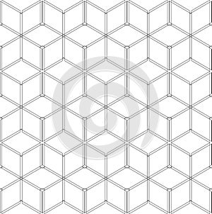 Seamless geometric pattern. 3D wireframe structure.
