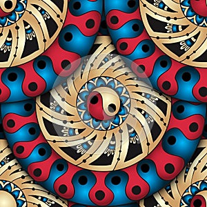 Seamless geometric pattern in fish scale design.