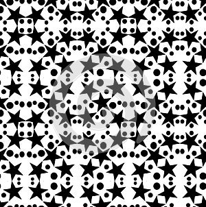 Seamless geometric pattern with a five-pointed star and circles