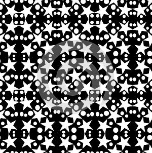 Seamless geometric pattern with a five-pointed stars and circles