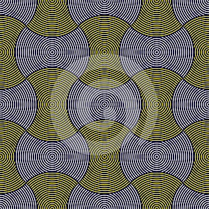 Seamless geometric pattern. Geometric simple fashion fabric print. Vector repeating tile texture. Overlapping circles funky theme