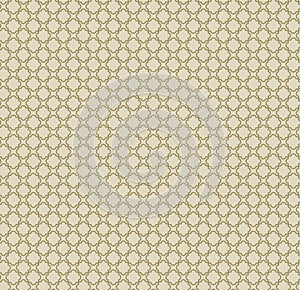 Seamless geometric pattern with gold stars and floral elements on white background. Monochrome vector abstract design. Decorative