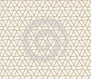 Seamless geometric pattern with hexagonal shape in gold lines. Vector abstract design for background