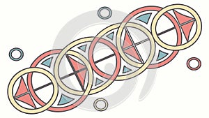 Seamless geometric pattern: interconnected rings abstract forms, vector design Generative AI