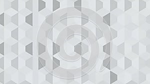 Seamless geometric pattern of interlocking gray and white hexagonal shapes creating a subtle 3D cube illusion and a modern