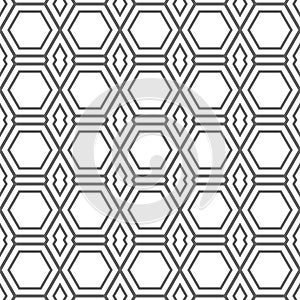 Seamless geometric pattern of intersecting lines creating hexagons. An ornament for texture, textiles and simple backgrounds