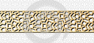 Seamless geometric pattern. Islamic pattern. arabic, east ornament, indian ornament, persian motif, 3D. Ramadan Kareem