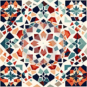 Seamless geometric pattern in Islamic style. Colorful mosaic background Generative AI