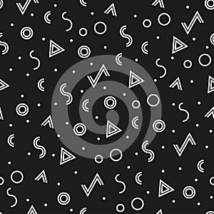 Seamless geometric pattern. Modern black and white geometry texture with triangle  circle and line. Vector illustration