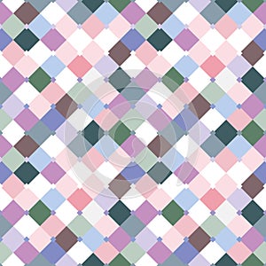 Seamless geometric pattern of multicolored squares of cool tones
