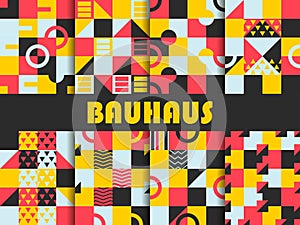 Seamless geometric pattern set. Bauhaus design. Background memphis style of the 80s. Vector