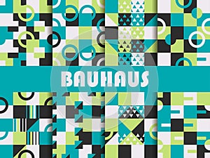 Seamless geometric pattern set. Bauhaus design. Background memphis style of the 80s. Vector