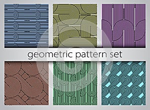 Seamless geometric pattern set. Geometric simple prints.
