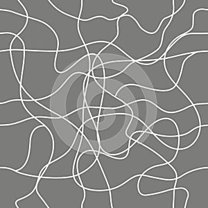 Seamless geometric pattern, tangled lines waves threads