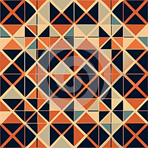 Seamless geometric pattern of triangles in retro style. Vector illustration AI generated
