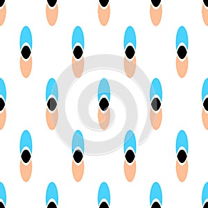 Seamless geometric pattern vector background colorful art with feather looking ellipses aqua blue pink black white