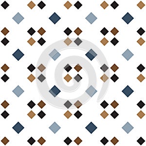 Seamless geometric pattern vector background colorful design vintage retro art with squares blue white brown black
